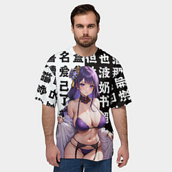 Футболка оверсайз мужская Сегун Райден и иероглифы, цвет: 3D-принт — фото 2