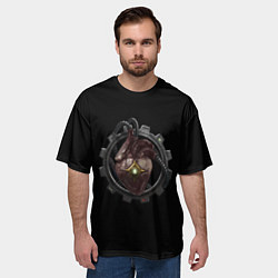 Футболка оверсайз мужская Сердце механикус стимпанк, цвет: 3D-принт — фото 2