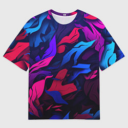 Мужская футболка оверсайз Синие и фиолетовые яркие краски