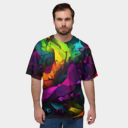 Футболка оверсайз мужская Яркие разноцветные краски, цвет: 3D-принт — фото 2