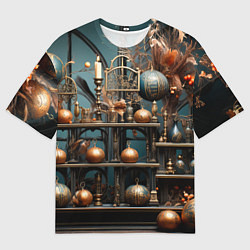 Мужская футболка оверсайз Новогодняя полка