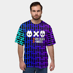 Футболка оверсайз мужская Любовь смерть и роботы неон, цвет: 3D-принт — фото 2