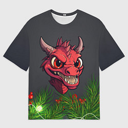 Футболка оверсайз мужская Голова злого дракона 2024, цвет: 3D-принт