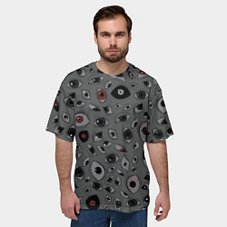 Футболка оверсайз мужская Серый цвет: глазики-косоглазики, цвет: 3D-принт — фото 2