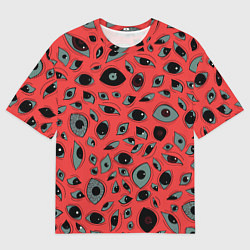 Футболка оверсайз мужская Розовый цвет: глазики-косоглазики, цвет: 3D-принт