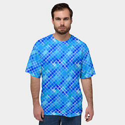 Футболка оверсайз мужская Синяя сетка, цвет: 3D-принт — фото 2