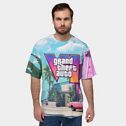 Футболка оверсайз мужская GTA 6 Vice city, цвет: 3D-принт — фото 2