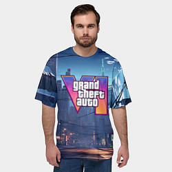 Футболка оверсайз мужская GTA 6 ночной город, цвет: 3D-принт — фото 2