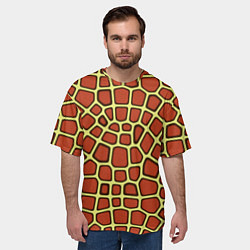 Футболка оверсайз мужская Паттерн красных плит на жёлтом, цвет: 3D-принт — фото 2