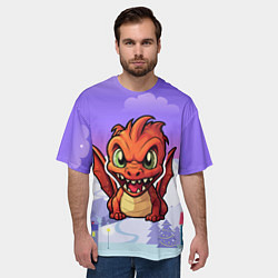 Футболка оверсайз мужская Агрессивный дракон 2024, цвет: 3D-принт — фото 2