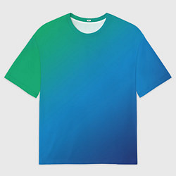 Мужская футболка оверсайз Зеленый и синий диагональный градиент