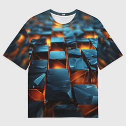 Мужская футболка оверсайз Темные плитки в лаве