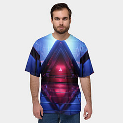 Футболка оверсайз мужская Фиолетовое свечение за треугольной абстракцией, цвет: 3D-принт — фото 2