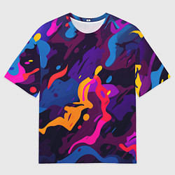 Футболка оверсайз мужская Камуфляж из разноцветных красок, цвет: 3D-принт
