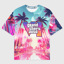 Футболка оверсайз мужская Gta 6 logo vice city style, цвет: 3D-принт