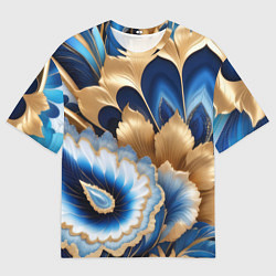 Мужская футболка оверсайз Королевский синий с золотом