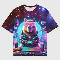 Футболка оверсайз мужская Загадочный мир геймера - капибара, цвет: 3D-принт