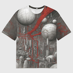 Мужская футболка оверсайз Биотехнический городской пейзаж
