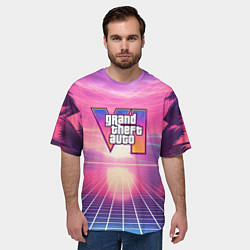Футболка оверсайз мужская GTA 6 Vaporwave, цвет: 3D-принт — фото 2