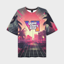 Футболка оверсайз мужская GTA 6 retro abstract logo, цвет: 3D-принт