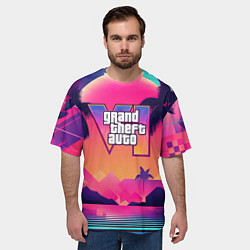 Футболка оверсайз мужская GTA 6 закат солнца, цвет: 3D-принт — фото 2