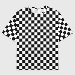 Мужская футболка оверсайз Шахматное поле чёрно-белый