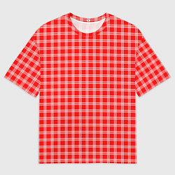 Мужская футболка оверсайз Красно-белый клетчатый