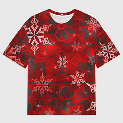 Мужская футболка оверсайз Рождественские узоры снежинки