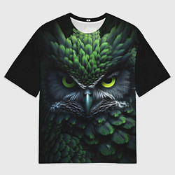 Футболка оверсайз мужская Зеленая фэнтази сова, цвет: 3D-принт
