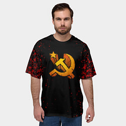Футболка оверсайз мужская Серп и молот СССР краски, цвет: 3D-принт — фото 2