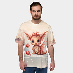 Футболка оверсайз мужская Снежный дракоша 2024, цвет: 3D-принт — фото 2