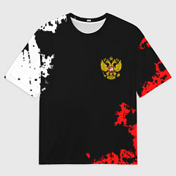 Футболка оверсайз мужская Россия спорт краски, цвет: 3D-принт