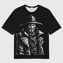 Футболка оверсайз мужская Гай фокс на чёрном фоне, цвет: 3D-принт