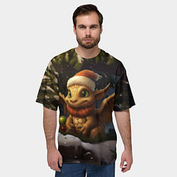Футболка оверсайз мужская Дракон и новогодняя елка, цвет: 3D-принт — фото 2