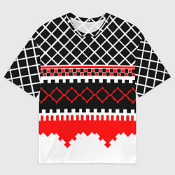 Футболка оверсайз мужская Красные и чёрные фигуры, цвет: 3D-принт