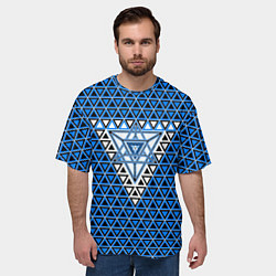 Футболка оверсайз мужская Синие и чёрные треугольники, цвет: 3D-принт — фото 2