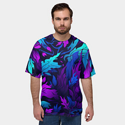 Футболка оверсайз мужская Абстрактный камуфляж в кислотных абстрактных пятна, цвет: 3D-принт — фото 2