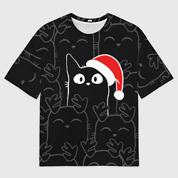 Мужская футболка оверсайз New year cats