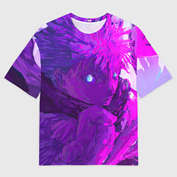 Футболка оверсайз мужская Годжо произносит заклинание, цвет: 3D-принт