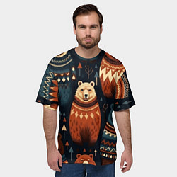 Футболка оверсайз мужская Медведи индейцы, цвет: 3D-принт — фото 2