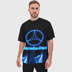 Футболка оверсайз мужская Mercedes-benz blue neon, цвет: 3D-принт — фото 2