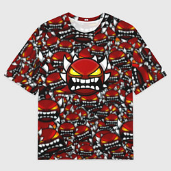 Мужская футболка оверсайз Geometry dash alllogo pattern