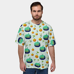Футболка оверсайз мужская Тыква веточки и листья, цвет: 3D-принт — фото 2