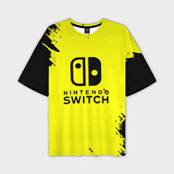 Футболка оверсайз мужская Nintendo switch краски на жёлтом, цвет: 3D-принт