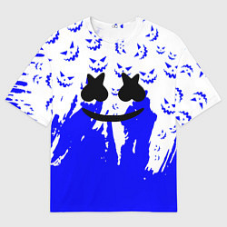 Футболка оверсайз мужская Marshmello dj blue pattern music band, цвет: 3D-принт