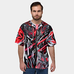 Футболка оверсайз мужская Адский металл красный, цвет: 3D-принт — фото 2