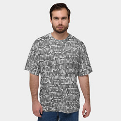 Футболка оверсайз мужская Узор серого вязанного трикотажа меланж, цвет: 3D-принт — фото 2