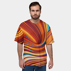 Футболка оверсайз мужская Цветные волны - нейросеть, цвет: 3D-принт — фото 2