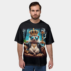 Футболка оверсайз мужская Ёжик в тумане с дымом кальяна, цвет: 3D-принт — фото 2