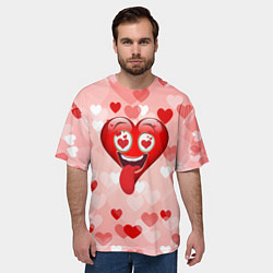 Футболка оверсайз мужская Влюбленное сердечко, цвет: 3D-принт — фото 2